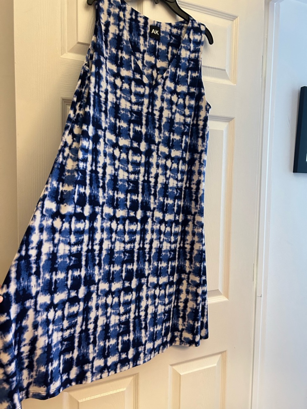 Cobalt Blue & White  V-Neck Sleeveless Dress size XL